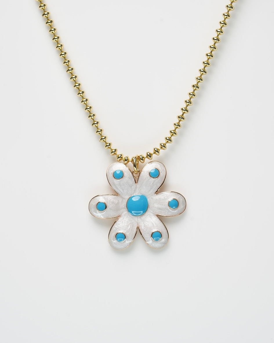 Blue Dot Flower Necklace