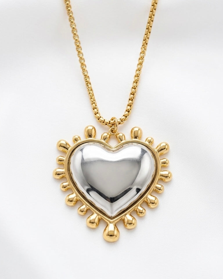 Two-tone Huge Heart Necklace