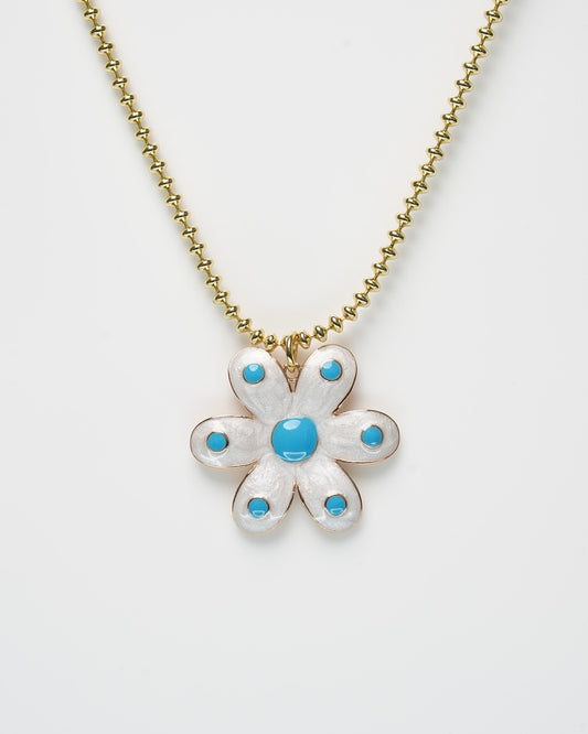 Blue Dot Flower Necklace