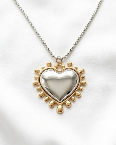 Two-tone Huge Heart Necklace
